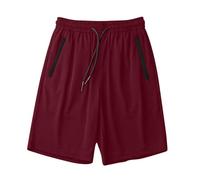 Generisch Short d'été pour homme - Short de sport en maille - Séchage rapide - Short de loisirs - Léger et respirant - Confortable - Taille confortable - Pantalon d'entraînement, Bordeaux, XL