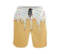 Generisch Short d'été tendance pour homme avec imprimé glace pour les activités décontractées et les aventures en plein air, Blanc., S