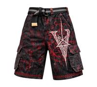 Generisch Short d'été viking pour homme - Impression 3D - Motif tête de mort - Léger - Pour le travail, l'extérieur, la plage, le tatouage, la mythologie nordique, la randonnée, les voyages, l'été, le