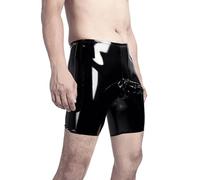 Generisch Short en cuir pour homme avec taille serrée, boîte de nuit, scène, pantalon en cuir de performance, lingerie, Noir , M