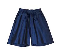 Generisch Short en denim confortable décontracté littéraire rétro mode short femme short décontracté short d'été avec cordon de serrage taille élastique short confortable avec poches, Marine, 3XL