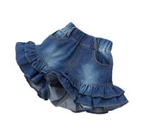 Generisch Short en jean pour fille, style coréen, double couche, ourlet à volants, mignon, tendance, décontracté, pour les tout-petits au quotidien, bleu foncé, 2-3 ans
