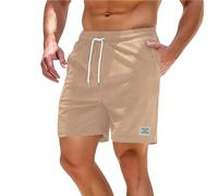 generisch Short gaufré pour homme 2024 - Short de loisirs - Léger et extensible - Avec 2 poches - Short d'été pour homme - Short court en velours côtelé - Bermuda de sport pour homme, kaki, L