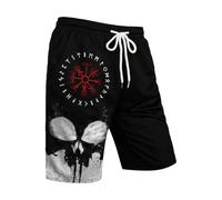 Generisch Short pour homme - Imprimé Viking - Motif Viking - Short de sport Vegvisir Boussole - Short de loisirs avec cordon de serrage - Bermuda nordique - Rune gothique - Été décontracté - Short de