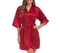 Generisch Short - Satin soyeux pour femme - Chemise de nuit douce avec coupe féminine - Mode de nuit élégante pour les occasions spéciales - Tissu léger avec une brillance élégante - Mariage ou, rouge