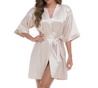 Generisch Short - Satin soyeux pour femme - Chemise de nuit douce avec coupe féminine - Mode de nuit élégante pour les occasions spéciales - Tissu léger avec une brillance élégante - Mariage ou, beige