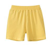 Generisch Short uni décontracté pour l'extérieur en coton léger, respirant, confortable, taille élastique, poches, quotidien, loisirs, vacances, fête, cadeau, jaune, 1-2 ans