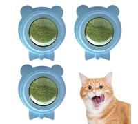 Generisch Silvervine Lot de 3 balles d' à chat pour dentition | Boules d'herbe à chat qui adhèrent au mur, collations à mâcher au vin argenté pour occuper les chats ennuyés à l'intérieur et