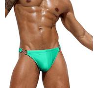 Generisch Slip de bain pour homme - Mini slip de bain sexy avec boucles en métal - Tendance - Couleur unie - Short de bain d'été respirant, Vert menthe., M