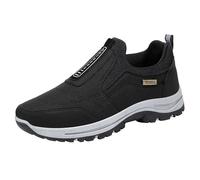 Generisch Slip On Sneakers Chaussures de sport d'extérieur respirantes sans lacets Chaussures de course légères Chaussures de marche Chaussures de randonnée souples antidérapantes, Noir , 42 EU