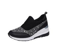 Generisch Slip On Sneakers pour femme - Talon compensé - Chaussures simples - Bout rond - Chaussures à plateforme - Chaussures à enfiler - Chaussures de marche décontractées et tendance - Chaussures