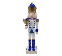 Generisch Soldato Schiaccianoci - Figurine Tradizionali Dipinte A Mano | Decorazione Bianco E Blu Per Hanukkah | Statuina ornementale Centrotavola Per Credenza, Mensola, E Arredo Casa Invernale