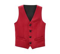 Generisch Sommer Sachen Gilet de costume formel avec 4 boutons pour garçons et petits enfants Chemise avec gilet pour garçons, rouge, 11-12 ans