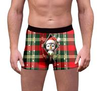 Generisch Sous-vêtement de Noël pour homme, imprimé pingouin/flocon de neige, sous-vêtements, nouveauté, short de fête festif, Vert armée., 5XL