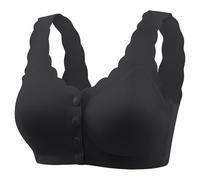 Generisch Sous-vêtement pour femme pour personnes âgées de taille moyenne - Grande taille - Soutien-gorge fin à coque complète avec boutonnière à l'avant, Noir , 4XL
