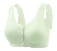 Generisch Sous-vêtement pour femme pour personnes âgées de taille moyenne - Grande taille - Soutien-gorge fin à coque complète avec boutonnière à l'avant, Vert clair., 4XL