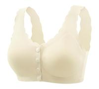 Generisch Sous-vêtement pour femme pour personnes âgées de taille moyenne - Grande taille - Soutien-gorge fin à coque complète avec boutonnière à l'avant, Jaune clair., 4XL