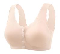 Generisch Sous-vêtement pour femme pour personnes âgées de taille moyenne - Grande taille - Soutien-gorge fin à coque complète avec boutonnière à l'avant, beige, 4XL