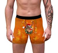 Generisch Sous-vêtement pour homme de longueur moyenne durable avec impression de dessin animé pour une liberté de mouvement optimale, moments de fête élégants, Orange, L