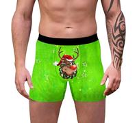 Generisch Sous-vêtement pour homme de longueur moyenne durable avec impression de dessin animé pour une liberté de mouvement optimale, moments de fête élégants, vert, L