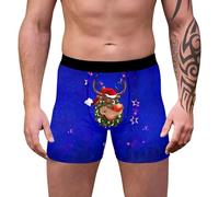 Generisch Sous-vêtement pour homme de longueur moyenne durable avec impression de dessin animé pour une liberté de mouvement optimale, moments de fête élégants, bleu, XXL