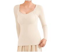 Generisch Sous-vêtement thermique à manches longues pour femme - Soutien-gorge d'allaitement - Sous-vêtements thermiques, beige, XXL