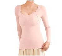 Generisch Sous-vêtement thermique à manches longues pour femme - Soutien-gorge d'allaitement - Sous-vêtements thermiques, Rose, XL