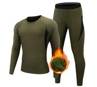 Generisch Sous-vêtement thermique pour homme - Séchage rapide - Chaud - Sous-vêtement thermique + caleçon fonctionnel - Doux et respirant, Vert armée., XL