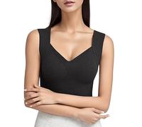 Generisch Sous-vêtement thermique uni pour femme - Haut extensible chaud doux et chaud pour l'hiver, Noir , XL