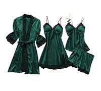 Generisch Sous-vêtements basiques de nuit ; pilule pour bébé femmes robe en dentelle ensemble pyjama robe de nuit soie, Vert armée., M