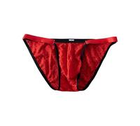 Generisch Sous-vêtements classiques d'été avec ourlet en dentelle, culottes respirantes et tendance au design confortable, rouge, L