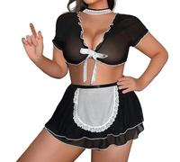 Generisch Sous-vêtements pour femmes Ensemble sexy, Robe de Maid Anime Costume - Vêtements de nuit Clubwear Lingerie Sissy Robe Sexy Française Femme de ménage Patchwork Adulte Fête à thème, Carnaval