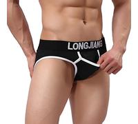 Generisch Sous-vêtements pour homme - En coton - Respirant - Colorblock - Extensible - Patchwork - String doux et confortable, Noir , S