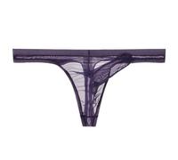 Generisch Sous-vêtements pour homme ultra fins transparents en maille tanga, nez d'éléphant, séparation des boules, respirant et sensation, lilas, M
