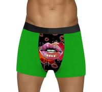 Generisch Sous-vêtements pour hommes à la mode avec un imprimé romantique décontracté de la Saint-Valentin pour des occasions spéciales (Vert, XXL)