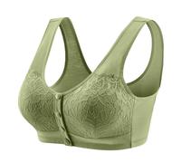 Generisch Sous-vêtements Soutien-Gorge Moyen Âgé Gilet Fin Confortable Boucle Avant Style Dentelle Femmes Soutien-gorge Été, vert, 46=5XL