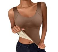Generisch Sous-vêtements thermiques, débardeurs, couche de base doublée, chemises thermiques d'hiver pour temps froid, longs maillots de corps thermiques, café, M