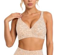 Generisch Soutien-gorge à armatures confortable non doublé avec motif en dentelle pour un ajustement sans couture, doublure intérieure douce et maintien respirant, beige, L