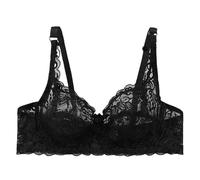 Generisch Soutien-gorge à armatures en dentelle florale non doublé non rembourré Grande taille Couverture complète Soutien-gorge sans bretelles, Noir , 40