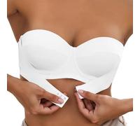 Generisch Soutien-gorge confortable sans fil avec fermeture à l'avant pour une utilisation quotidienne avec design et bretelles transparentes, Blanc., 90C