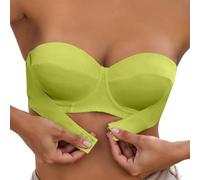Generisch Soutien-gorge confortable sans fil avec fermeture à l'avant pour une utilisation quotidienne avec design et bretelles transparentes, vert, 100B