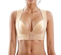 Generisch Soutien-gorge correcteur de posture dorsale Brea Mash en forme de X avec boucle avant, beige, XL