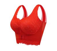 Generisch Soutien-gorge de sport bandeau pour femme grande taille avec fermeture avant, design de soutien et confort de repassage Bustier avec rembourrage, rouge, XL