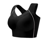 Generisch Soutien-gorge de sport pour femme avec dos uni sans couture, résistant aux chocs, push-up, sans armatures, avec parois latérales élargies, Noir , 70-80 KG