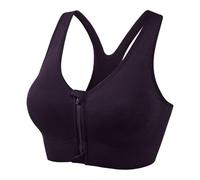 Generisch Soutien-gorge de sport pour femme avec fermeture éclair avant pour entraînement, yoga, course à pied, haut respirant sans coutures pour fitness et activités de plein air, Noir , S