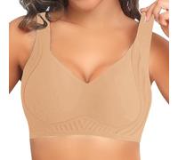 Generisch Soutien-gorge de sport pour femme sans armatures, push-up, maintien doux, sans coutures, col en V, coton, réglable, grandes tailles, yoga, fitness, confortable, pour toutes les formes de