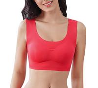 Generisch Soutien-gorge de sport ultra fin en soie glacée pour femme avec coupe confortable sans coutures et design sans fil pour une liberté de mouvement optimale, rouge, 5XL