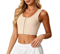 Generisch Soutien-gorge de yoga avec couverture complète, fermeture avant, zone de poitrine haute pour les activités sportives, design confortable avec fermeture arrière, beige, M