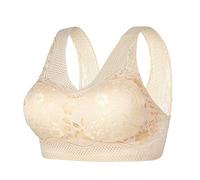 Generisch Soutien-gorge d'été pour femme en soie glacée, dos de beauté sans couture, rassemble sans anneau en acier, soutien-gorge serré, sous-vêtements en dentelle, gilet de sport pour femme, beige
