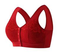 Generisch Soutien-gorge en dentelle confortable sans armatures avec boutonnière à l'avant pour une forme optimale et un confort optimal pour les pneus moyens pour femme, rouge, 50